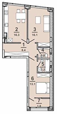 2-кімнатна 61.5 м² в ЖК AMSTERDAM від 30 000 грн/м², Полтава