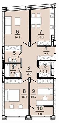 3-комнатная 80.5 м² в ЖК AMSTERDAM от 32 300 грн/м², Полтава