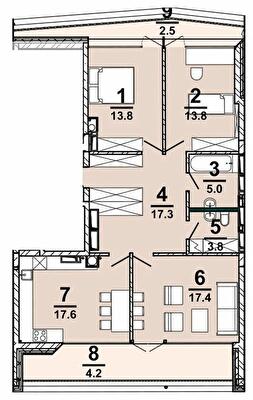 3-кімнатна 95.3 м² в ЖК AMSTERDAM від 32 300 грн/м², Полтава