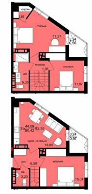 Дворівнева 82.35 м² в ЖК Київ від 17 500 грн/м², Тернопіль