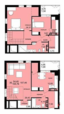 Двухуровневая 107.46 м² в ЖК Киев от 17 500 грн/м², Тернополь