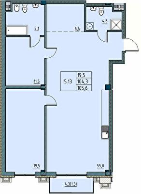 2-комнатная 105.6 м² в ЖК Пространство на Ришельевской от 42 750 грн/м², Одесса