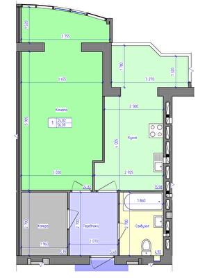 1-кімнатна 56.17 м² в ЖК Аристократ від 21 000 грн/м², м. Біла Церква