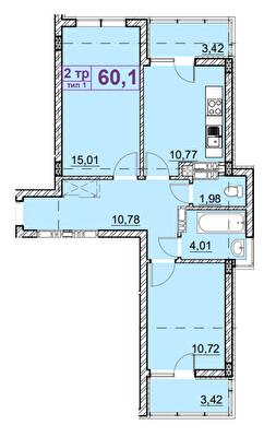 2-кімнатна 60.1 м² в ЖК Ідея від 21 500 грн/м², с. Гнідин