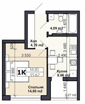 1-кімнатна 35.62 м² в ЖК Саме Той від 13 500 грн/м², смт Немешаєве