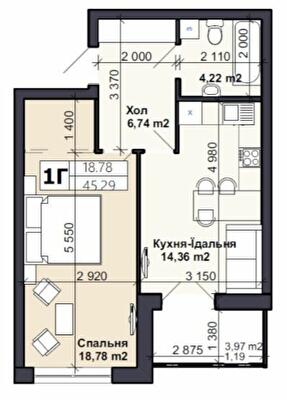 1-комнатная 45.29 м² в ЖК Именно Тот от 13 500 грн/м², пгт Немешаево