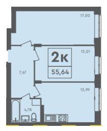 2-кімнатна 55.64 м² в ЖК Scandia від 17 000 грн/м², м. Бровари