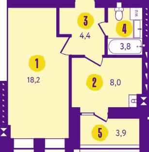 1-комнатная 38.3 м² в ЖК Солнечный от 18 000 грн/м², г. Васильков