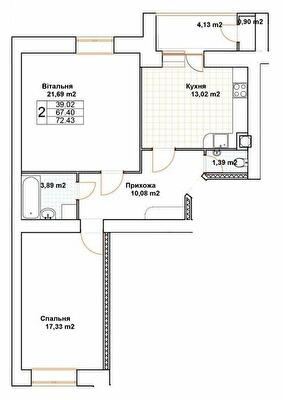 2-комнатная 72.43 м² в ЖК Богуслава от 19 000 грн/м², Тернополь