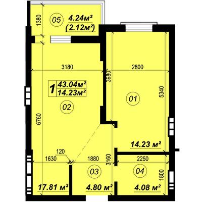 1-кімнатна 43.04 м² в ЖК Verba від 19 250 грн/м², смт Глеваха