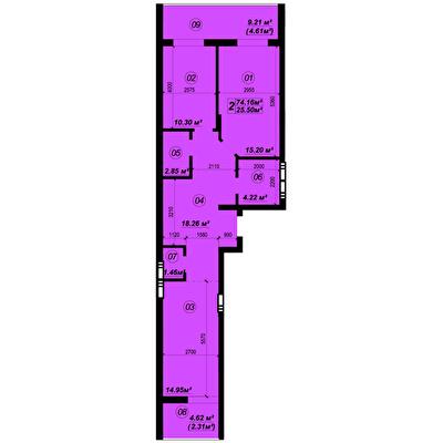 2-кімнатна 74.16 м² в ЖК Verba від 23 000 грн/м², смт Глеваха