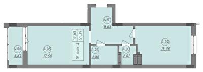 1-комнатная 51.39 м² в ЖК Променада от 25 200 грн/м², г. Вишневое