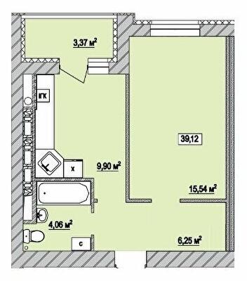 1-кімнатна 39.12 м² в ЖК Сади Вишневі від 25 000 грн/м², м. Вишневе