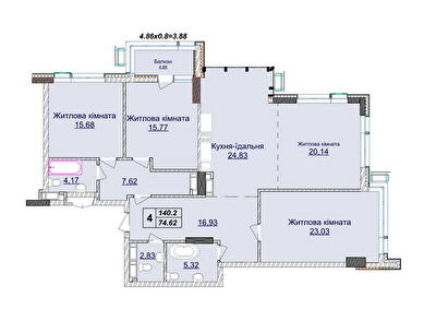 4-комнатная 140.2 м² в ЖК Новопечерские Липки от 73 670 грн/м², Киев