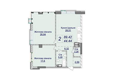 2-комнатная 89.42 м² в ЖК Новопечерские Липки от 73 670 грн/м², Киев