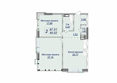 2-кімнатна 87.51 м² в ЖК Новопечерські Липки від 73 670 грн/м², Київ