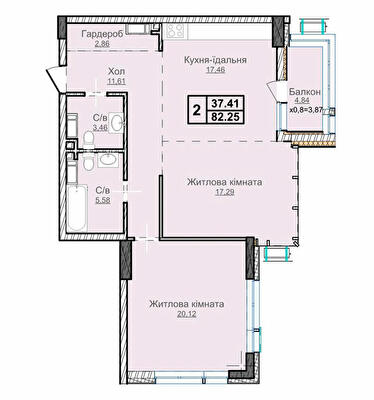 2-комнатная 82.25 м² в ЖК Новопечерские Липки от 73 670 грн/м², Киев