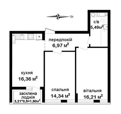 2-комнатная 60.97 м² в ЖК Феофания City от 5 000 грн/м², Киев