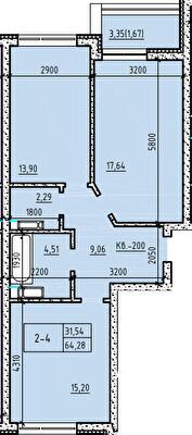 2-комнатная 64.28 м² в ЖК Paradise Avenue от 24 000 грн/м², с. Крюковщина