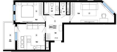 2-комнатная 61.2 м² в ЖК Paradise Avenue от 28 000 грн/м², с. Крюковщина