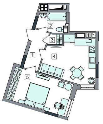 1-комнатная 41.72 м² в ЖК Евромисто-2 от 27 000 грн/м², с. Крюковщина