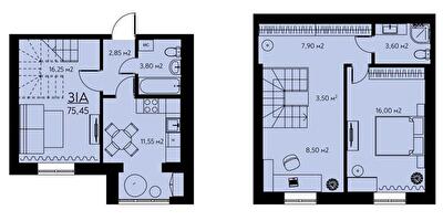 Двухуровневая 75.45 м² в ЖК Молодежный городок от 17 500 грн/м², с. Крюковщина