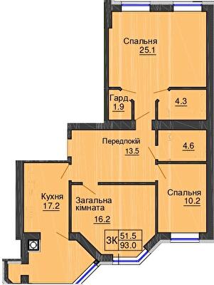 3-комнатная 93 м² в ЖК Sofia Nova от 32 000 грн/м², с. Новоселки