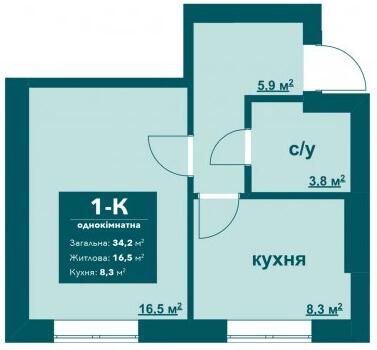 1-кімнатна 34.5 м² в ЖК Ібіс від 20 000 грн/м², м. Ірпінь
