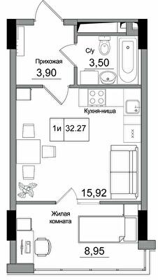 1-комнатная 32.37 м² в ЖГ ARTVILLE от 22 450 грн/м², пгт Авангард