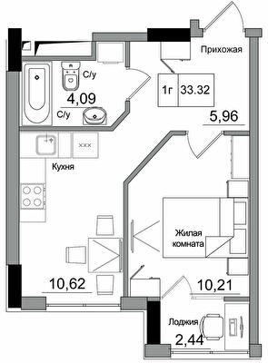 1-комнатная 33.32 м² в ЖГ ARTVILLE от 22 450 грн/м², пгт Авангард