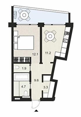 1-кімнатна 47.5 м² в ЖК Primorsky Residence від 19 800 грн/м², м. Южне