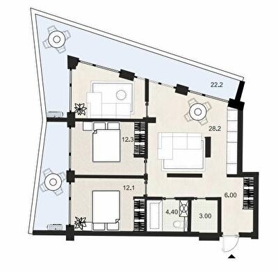 3-комнатная 92.6 м² в ЖК Primorsky Residence от 18 400 грн/м², г. Южное