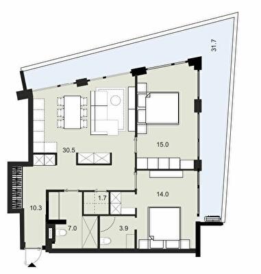 3-кімнатна 98.2 м² в ЖК Primorsky Residence від 17 400 грн/м², м. Южне