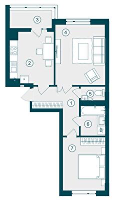 2-кімнатна 58.15 м² в ЖК Skyfall від 31 050 грн/м², Львів