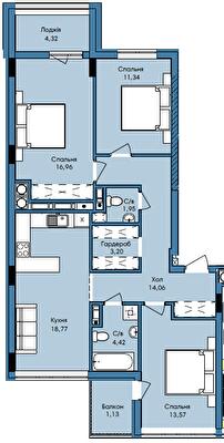 3-комнатная 89.72 м² в ЖК Washington City от 28 500 грн/м², Львов