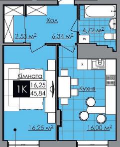 1-кімнатна 45.84 м² в ЖК Нове Життя від 20 000 грн/м², Львів