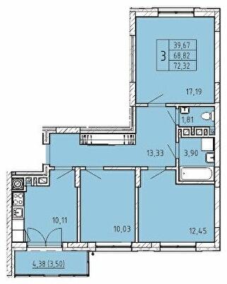 3-комнатная 72.32 м² в ЖК Сонцебуд от 18 000 грн/м², г. Жовква