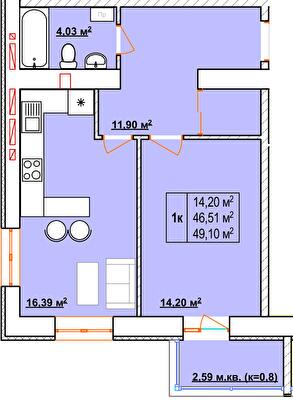1-кімнатна 49.1 м² в ЖК Сусіди від 17 000 грн/м², м. Винники