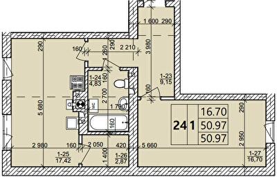 1-кімнатна 50.97 м² в ЖК Святих Ольги та Єлизавети від 20 000 грн/м², м. Винники