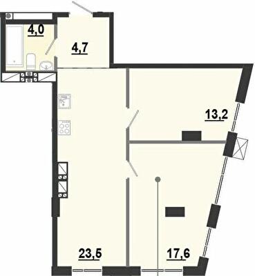 2-комнатная 63.02 м² в ЖК BonAparte от 32 500 грн/м², Харьков