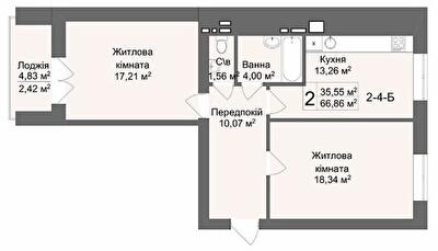 2-комнатная 66.79 м² в ЖК Кофе с молоком от 23 000 грн/м², Харьков