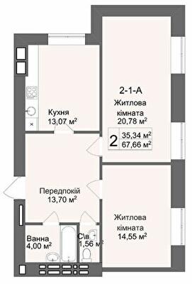 2-комнатная 67.24 м² в ЖК Кофе с молоком от 26 000 грн/м², Харьков