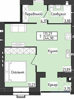 1-комнатная 44.9 м² в ЖК Sweet Home от 23 800 грн/м², Днепр