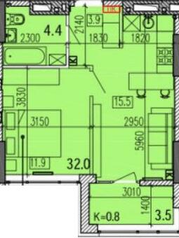 1-комнатная 39.9 м² в ЖК Затишний-2 от 28 000 грн/м², Днепр