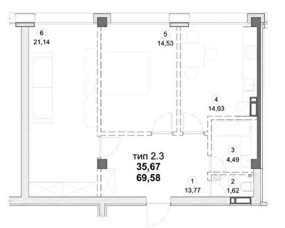 3-кімнатна 69.58 м² в ЖК Олімпійський від 21 550 грн/м², Дніпро