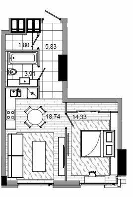 1-комнатная 45 м² в МФК MAYAK от 37 450 грн/м², Днепр