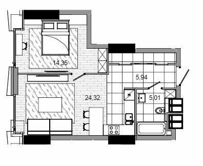 1-комнатная 50.38 м² в МФК MAYAK от 37 450 грн/м², Днепр