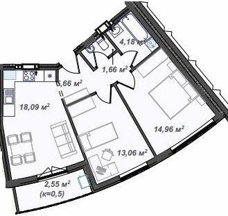 2-комнатная 60.16 м² в ЖК Crystal от 23 150 грн/м², Ужгород