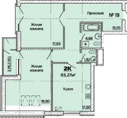 2-комнатная 83.27 м² в ЖК Бородино от 21 100 грн/м², Запорожье