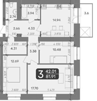 3-комнатная 81.91 м² в ЖК Стандарт от 18 500 грн/м², Полтава